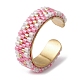 304 Stainless Steel Open Cuff Ring with Glass Seed Beaded(RJEW-MZ00013-02)-1