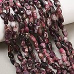 Natural Plum Blossom Tourmaline Beads Strands, Nuggets, Tumbled Stone, 6~12x5~7x3.5~4.5mm, Hole: 0.7~0.8mm, about 21~24pcs/strand, 7.87''~8.39''(20~21.3cm)(G-K395-B11-01)