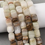 Natural Green Banded Calcite(Afghan Jade) Beads Strands, Cuboid, 12~13x8~10x8~10mm, Hole: 1mm, about 30~31pcs/strand, 14.76''(37.5cm)~14.96''(38cm)(G-D098-D16)