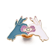 Hand Enamel Pins, Alloy Brooches for Backpack Clothes, Colorful, 22x32mm(JEWB-N001-18A-G)