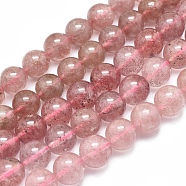 Natura Strawberry Quartz Beads Strands, Round, 10mm, Hole: 1mm, about 42pcs/Strand, 15.75 inch(40cm)(G-D0001-10-10mm)