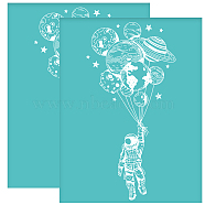 Self-Adhesive Silk Screen Printing Stencil, for Painting on Wood, DIY Decoration T-Shirt Fabric, Turquoise, Spaceman Pattern, 280x220mm(DIY-WH0338-088)