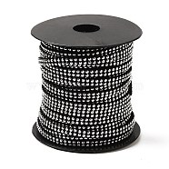 2 Row Platinum Aluminum Studded Faux Suede Cord, Faux Suede Lace, Black, 5x2mm, about 20yards/roll(LW-D005-01P)