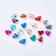Transparent Acrylic Charms, Faceted, Heart, Mixed Color, 11x9x4mm, Hole: 0.5mm(MACR-G055-11mm-M)