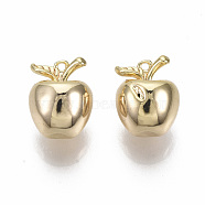 Brass Charms, Nickel Free, Imitation Apple, Real 18K Gold Plated, 10x8x7.5mm, Hole: 0.8mm(KK-R132-077-NF)