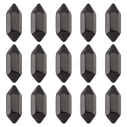 Faceted No Hole Natural Black Obsidian Beads, Healing Stones, Reiki Energy Balancing Meditation Therapy Wand, Double Terminated Point, for Wire Wrapped Pendants Making, Dyed & Heated, 20x9x9mm, 15pcs/box(G-OC0003-60)