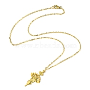 304 Stainless Steel Lotus Pendants Necklaces, Cable Chains Necklaces for Women, Golden, 17.72 inch(45cm)(NJEW-JN04561-02)