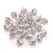 Vintage Elephant Charms, Tibetan Style Alloy Charms, Cadmium Free & Nickel Free & Lead Free, Antique Silver, 12x14x2.5mm, Hole: 1mm(A-PALLOY-ZN-47017-AS-F)