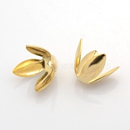 4-Petal Iron Flower Bead Caps, Golden, 13x18x18mm, Hole: 2mm(X-KK-O016-10)