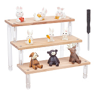 3-Layer Rectangle Acrylic Minifigures Organizer Display Risers, Rectangle Wooden Tierd Assembled Action Figures/Doll Holder, PeachPuff, Finish Product: 20x7x16cm(ODIS-WH0038-36)
