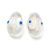 Transparent Glass Beads, with Enamel, Teardop with Evil Eye Pattern, White, 20.5x13x10mm, Hole: 1.2mm(GLAA-F121-08J)