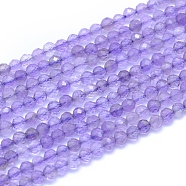 Natural Amethyst Beads Strands, Faceted, Round, 2.5~3mm, Hole: 0.6mm, about 145pcs/strand, 14.96 inch(38cm)(G-I279-E04-03)