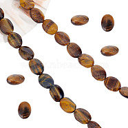 1 Strand Natural Tiger Eye Beads Strands, Flat Oval, 16x12x5.5mm, Hole: 1mm, about 26pcs/strand, 16.30''(41.4cm)(G-NB0004-22)