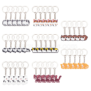 CRASPIRE 40pcs 8 Style Cute Cartoon PVC Plastic Cat Pendant Keychain, with Iron Findings, Mixed Color, 70~78mm, 5pcs/style(KEYC-CP0001-12)