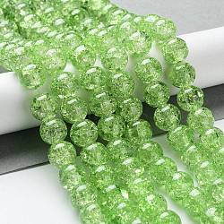 Crackle Glass Beads Strands, Round, Pale Green, 10mm, Hole: 1.3~1.6mm, about 80pcs/strand, 31.4 inch(X-CCG-Q001-10mm-11)