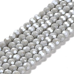 Opaque Glass Beads Strands, Faceted, Round, Light Grey, 6mm, Hole: 1mm, about 98~100pcs/strand, 20.39~20.59 inch(51.8~52.3cm)(EGLA-A035-P6mm-A22)