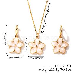 Rustic Style Brass Enamel Flower Jewelry Set, Hoop Earrings & Pendant Necklaces Set for Women, Lavender Blush(SG9376-1)