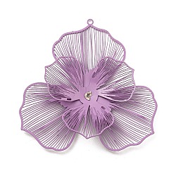 Spray Printed 430 Stainless Steel Big Pendants, Etched Metal Embellishments, Flower Charm, Medium Purple, 50x49.5x8mm, Hole: 1.5mm(STAS-P359-02D)