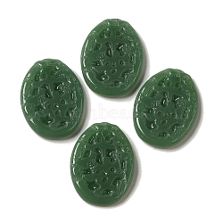 Glass Pendants, Imitation Gemstone, Oval Charms, Sea Green, 45x34x6mm, Hole: 1.8mm(GLAA-B017-12B)