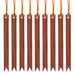 Imitation Leather Bible Quote Bookmarks, Inspirational Christian Bookmarks, with Wax Cord, for Book Lovers, Saddle Brown, 150x13x1.5mm, 12pcs/set.(AJEW-WH0299-99)
