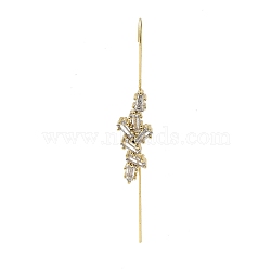 Brass Crystal Rhinestone Ear Wrap Crawler Hook Earrings for Women, Real 18K Gold Plated, Flower, 73.5x11mm, Pin: 1mm(EJEW-C097-02G-05)