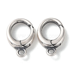 925 Thailand Sterling Silver Spring Gate Rings, Tibetan Style Round Clasps, with 925 Stamp, Antique Silver, 12x8x2.5mm, Hole: 1.4mm(STER-D003-55AS)