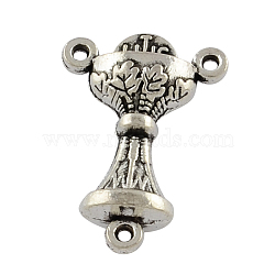 Tibetan Style Zinc Alloy Lantern Chandelier Component Links, 3 Loop Connectors, Lead Free & Cadmium Free, Antique Silver, 22.2x15.4x6.2mm, Hole: 1.2mm, about 192pcs/500g(TIBEP-R334-166AS-RS)