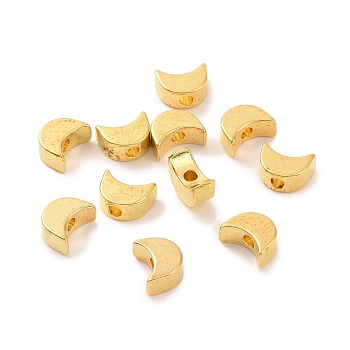 Brass Beads, Moon, Golden, 7x5.5x3mm, Hole: 1mm