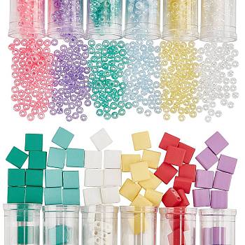 DIY Glass Seed Beads Jewelry Making Finding Kit, Including Rectangle & Round Glass Seed Beads, Mixed Color, 1452Pcs/bag