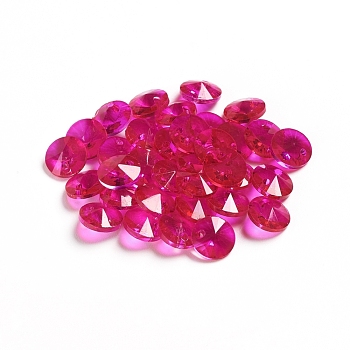 Glass Charms, Faceted, Cone, Deep Pink, 8x4mm, Hole: 1~1.2mm