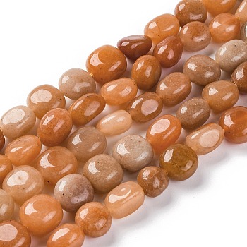 Natural Red Aventurine Beads Strands, Nuggets, Tumbled Stone, 9~17x8~12x6~8mm, Hole: 1mm, about 38pcs/strand, 15.55''(39.5cm)