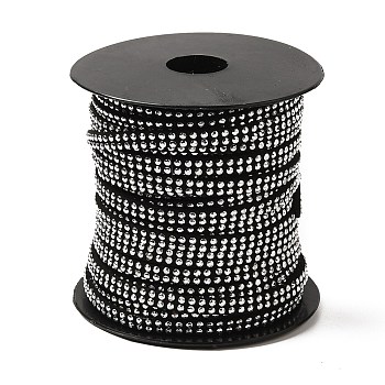 2 Row Platinum Aluminum Studded Faux Suede Cord, Faux Suede Lace, Black, 5x2mm, about 20yards/roll