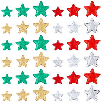 120Pcs 12 Style Christmas Star Non-woven Fabric Ornament Accessories, Mixed Color, 22.5~34x24~36.5x0.5mm, 10pcs/style