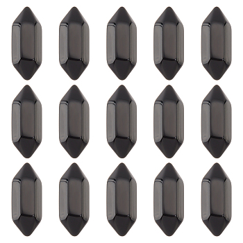 Faceted No Hole Natural Black Obsidian Beads, Healing Stones, Reiki Energy Balancing Meditation Therapy Wand, Double Terminated Point, for Wire Wrapped Pendants Making, Dyed & Heated, 20x9x9mm, 15pcs/box