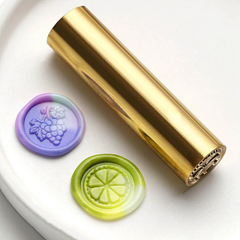 Double-Sided Engraving Wax Seal Brass Stamp, Golden, for Envelope, Card, Gift Wrapping, Fruit, 57x15mm