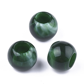Acrylic Beads, Imitation Gemstone Style, Rondelle, Dark Green, 11.5x9.5mm, Hole: 5.5mm, about 760pcs/500g