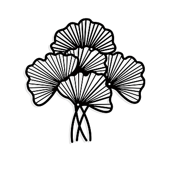 Iron Wall Art Decorations, for Front Porch, Living Room, Kitchen, Matte Style, Ginkgo Leaf, 300x285x1mm
