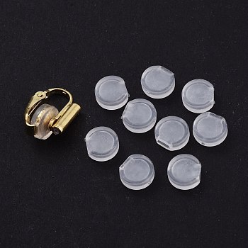 Comfort Silicone Earring Pads, for French Clip Earrings, Anti-Pain, Clip on Earring Cushion, Clear, 7x7.5x3mm, Hole: 3x1mm