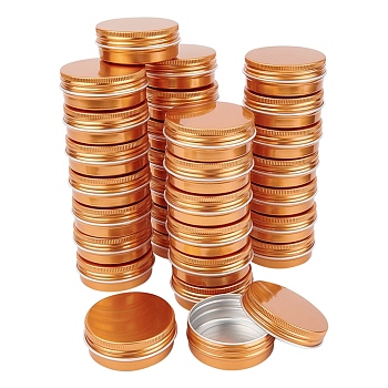 BENECREAT Round Aluminium Tin Cans, Aluminium Jar, Storage Containers for Cosmetic, Candles, Candies, with Screw Top Lid, Orange, 5.5x2.1cm, Inner Diameter: 4.9cm