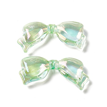 Transparent Acrylic Beads, AB Color, Bowknot, Spring Green, 14x29x5.5mm, Hole: 1.5mm