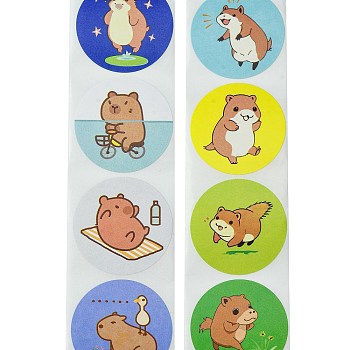 Cartoon Patterns Paper Gift Sticker Rolls, Round for DIY Scrapbooking, Bear, 25mm, 500pcs/roll.