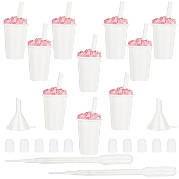 Plastic Empty Lip Glaze Containers, Refillable Lip Gloss Bottles, with Cap, Brush, Funnel Hopper, Dropper, Hot Pink, 7.6x3.5cm, Capacity: 6ml