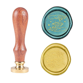 Wax Seal Stamp Set, Sealing Wax Stamp Solid Brass Head,  Wood Handle Retro Brass Stamp Kit Removable, for Envelopes Invitations, Gift Card, Palm Pattern, 83x22mm, Head: 7.5mm, Stamps: 25x14.5mm