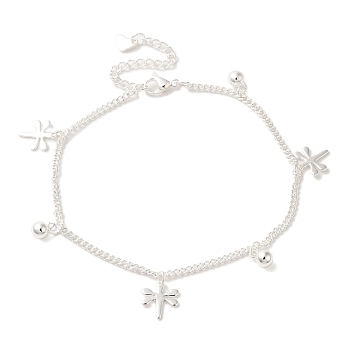 304 Stainless Steel Charm Bracelets, Curb Chain Bracelets, Dragonfly, 8-5/8 inch(22cm), Dragonfly: 12x10.5x1mm