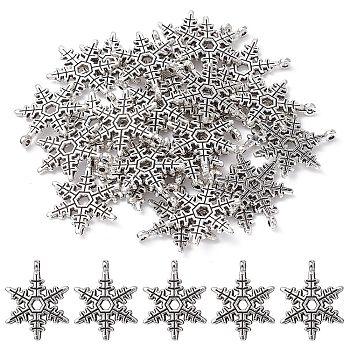 Christmas Snowflake Tibetan Style Alloy Pendants, Lead Free and Cadmium Free, Antique Silver, 23x17.5mm, Hole: 1.5mm