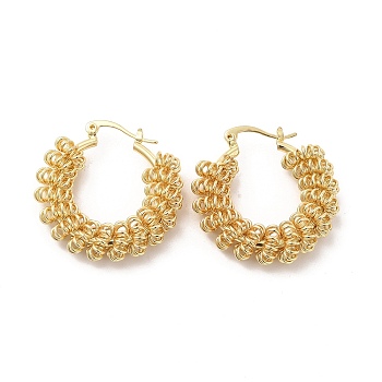 Brass Wire Mass Hoop Earrings for Women, Golden, 33x32.5x8.5mm, Pin: 0.9x1~1.5mm