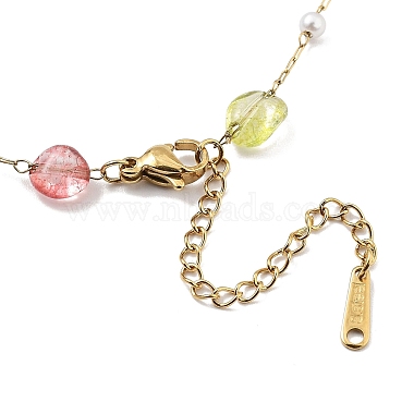 Colorful Glass Nuggets Link Chain Necklaces(NJEW-H041-03G)-3