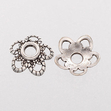 5-Petal Flower Tibetan Silver Fancy Bead Caps(AA484)-2