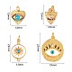 4 pièces plat rond en laiton oeil breloquese pendentif forme mixte oeil breloquese zircon oeil breloqueses pendentif pour la fabrication de bijoux(JX191A)-7