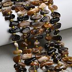Natural Black African Opal  Beads Strands, Nuggets, Tumbled Stone, with Seed Beads, 11.5~20.5x4.5~8.5mm, Hole: 0.8mm, about 43~47pcs/strand, 14.96''~15.35''(38~39cm)(G-Z124-B01-01)